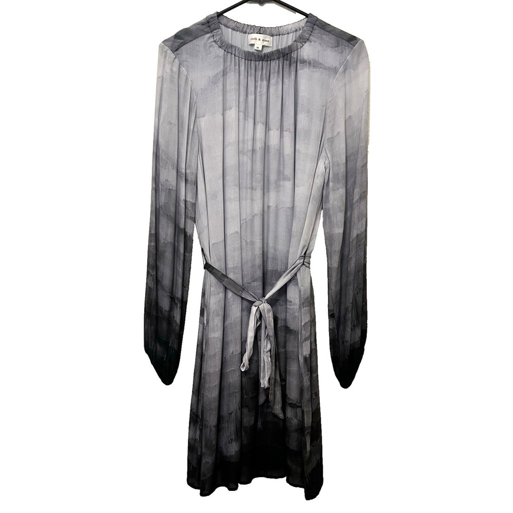 CLOTH & STONE Anthropologie Ombre Glacier Print Gathered Tie Waist Dress Medium